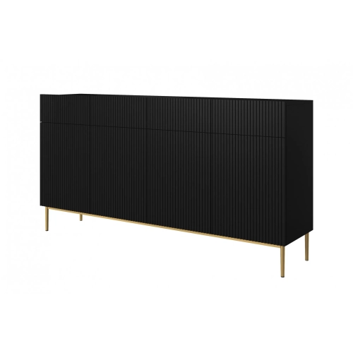 Komoda z szufladami Nicole 200 cm - czarny mat / złote nóżki